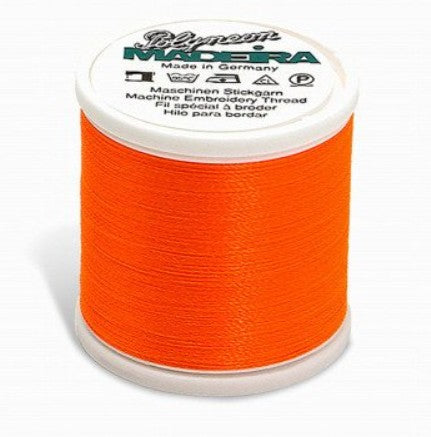 Madeira Polyneon 1946 neon orange machine thread 1100yd 40wt polyester