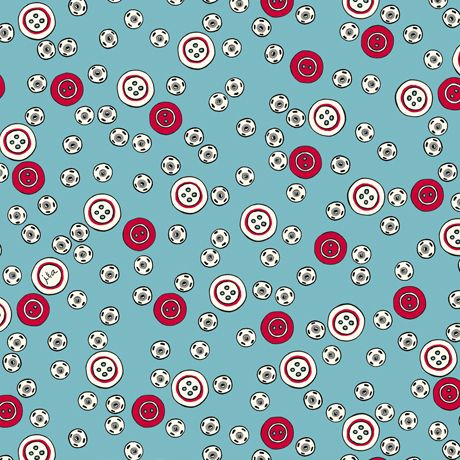 QT Sew What Button Toss Dark Aqua quilting cotton