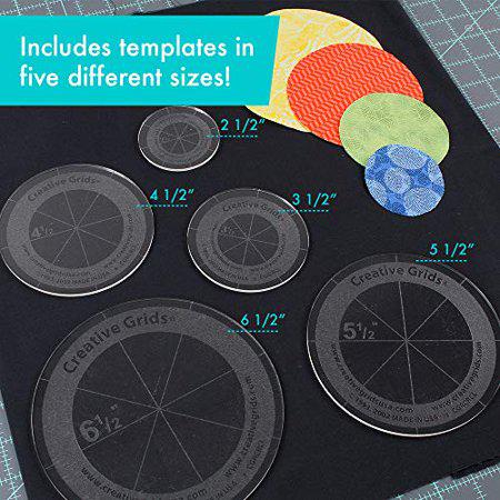 Creative Grids Five Rotary Cutting Circles Template Rulers set notion