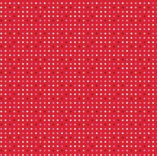 Poppie Cotton Red Seeing Spots polka dot quilting cotton fabric
