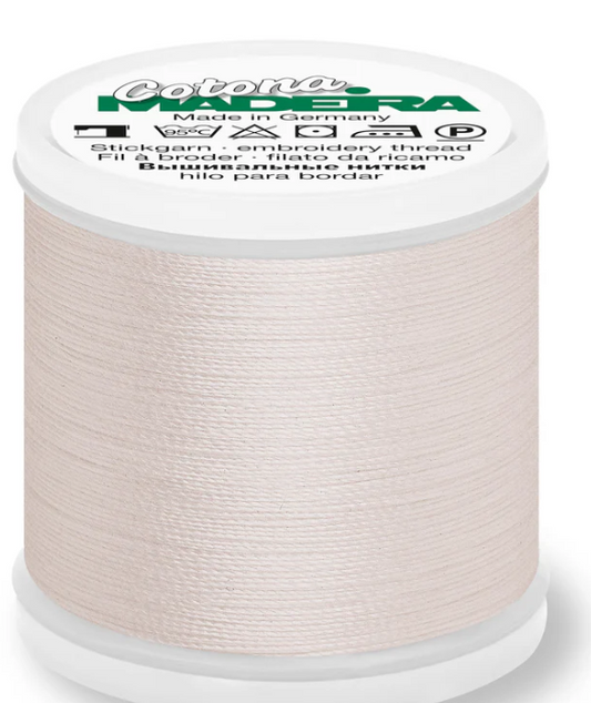 Spool of Madeira Cotona 30wt 100% cotton thread in Silver Grey, color 687