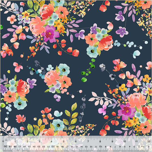 Wild Meadow, Bountiful Bouquets, Navy