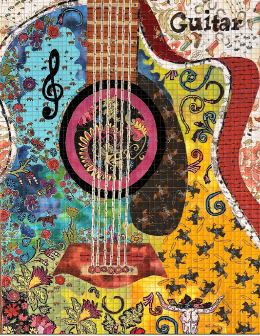 Laura Heine Yippie Yi Yo Ki Yay Collection 2nd Edition Guitar Collage Kit collage quilt kit