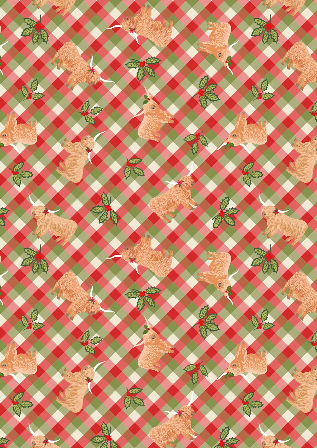 Lewis and Irene - Celtic Christmas - Highlands and holly festive gingham - C135C