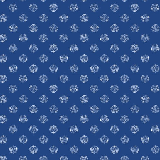 Lumin Amalfi Coast Susan Winget Dk Blue White Floral Dots fabric