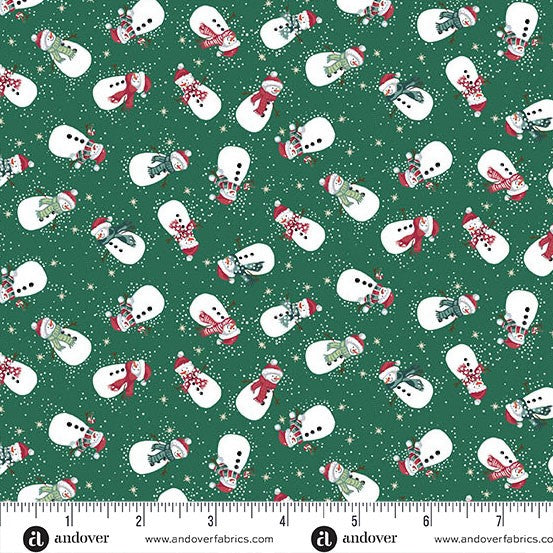 Andover - Makower UK - Country Christmas - Snowmen Green 232-G