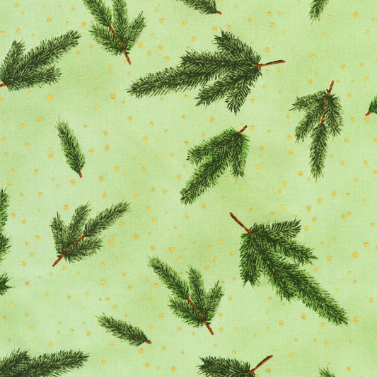 Robert Kaufman Holiday Flourish Forest Glen metallic Christmas cotton, SKU SRKM-23703-308