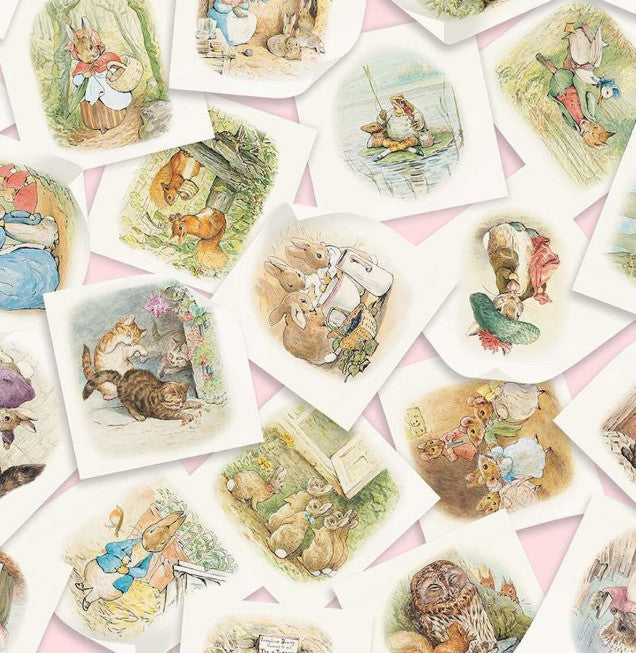 Riley Blake Peter Rabbit Friends Main Pink quilting fabric