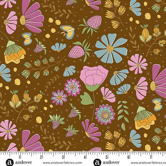 Andover Flourish Brown 1622N quilting cotton fabric