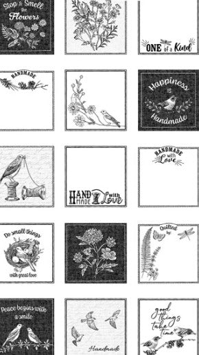 Northcott Nature's Sketchbook Label Panel 28566-10 pre-printed fabric panel
