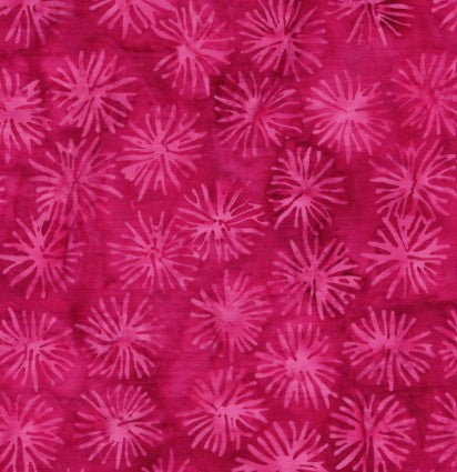 Island Batik Everlasting Dandelion pink raspberry batik fabric
