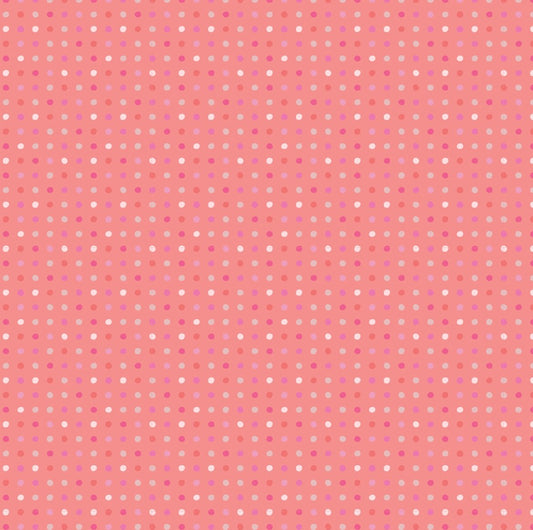 Poppie Cotton Coral Seeing Spots polka dot quilting cotton