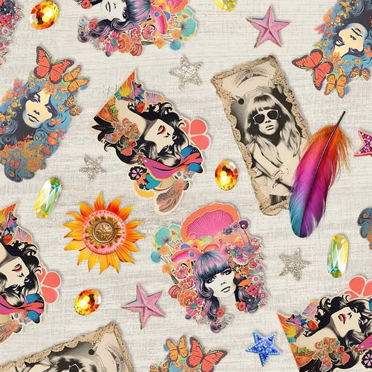 Retro Fashionista Michael Miller vintage novelty quilting cotton 44 inches wide