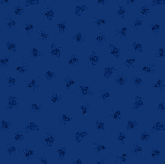 Lumin Amalfi Coast Susan Winget Dk Blue Navy Bees fabric