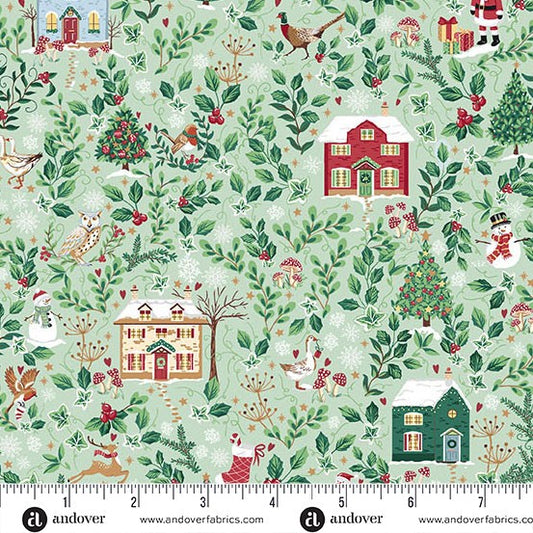 Andover - Makower UK - Country Christmas - Cottages Green 240-G