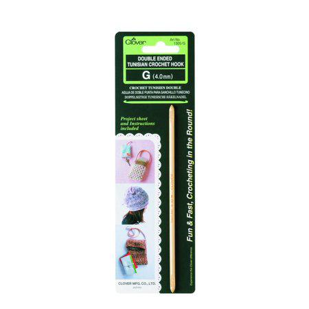 Clover 1308/J Double-Ended Tunisian Crochet Hook (J/6.0 mm), 6.0mm