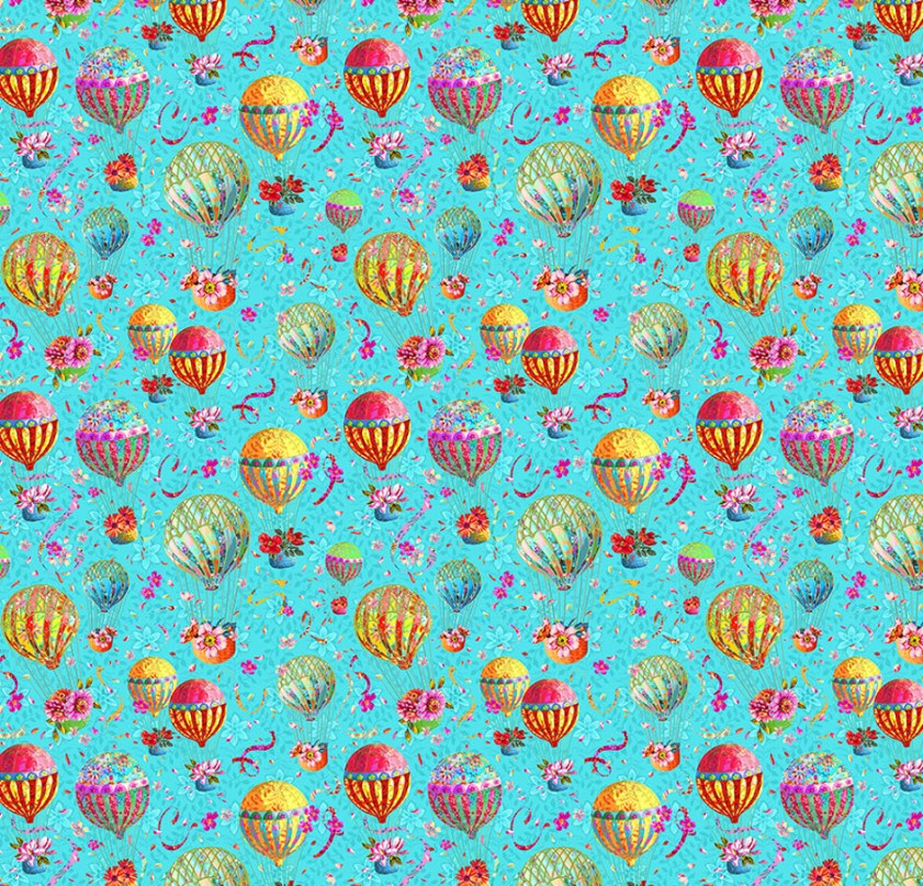 Free Spirit Festival SM Balloons Blue quilting cotton fabric