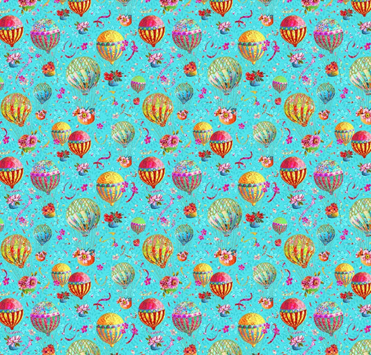Free Spirit Festival SM Balloons Blue quilting cotton fabric