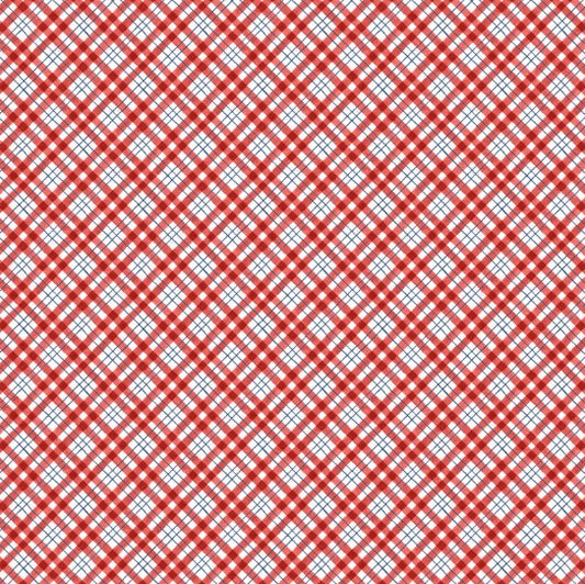 Lumin Patchwork Picnic red diagonal plaid W105-018-306 quilting cotton