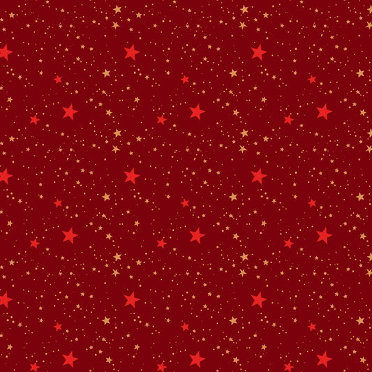 Blank - Holly Jolly Calico - Amelia Designs - Stars - 4677-88 Crimson