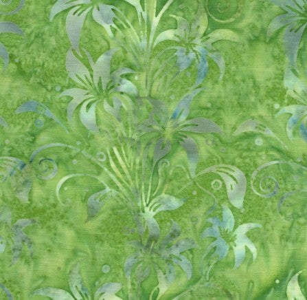 Island Batik Everlasting Lily Florals green pistachio batik fabric