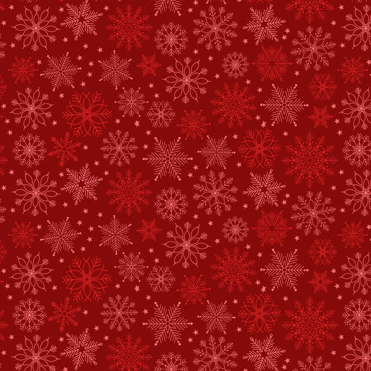 Blank - Holly Jolly Calico - Amelia Designs - Snowflakes - 4676-88 Crimson
