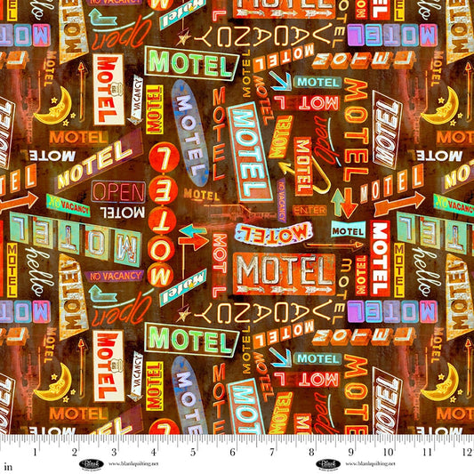 Blank Historic Highway Motel Signs 4478-99 black Route 66 fabric