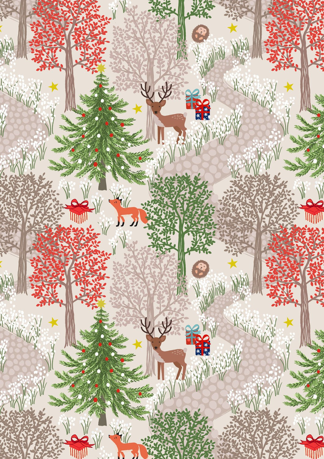 Lewis and Irene - Christmas in Bluebell Wood - Christmas in bluebell wood cream (with gold metallic) - C139A