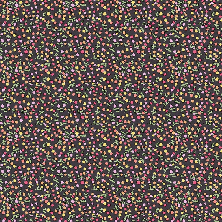 Windham Laura Heine Flowers on Main Ditsy Buds Charcoal 54895-3 fabric