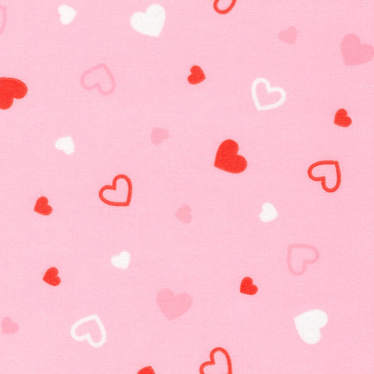 Robert Kaufman Cozy Cotton Flannel Hearts Pink flannel