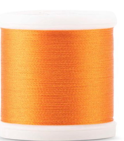 Spool of Madeira Polyneon 40wt machine embroidery thread in True Orange, color 1765