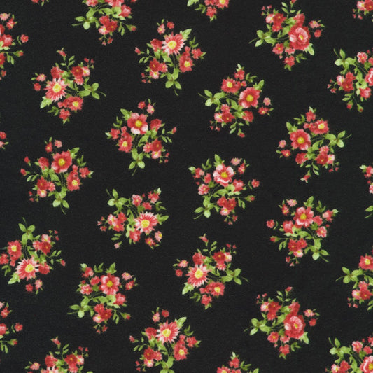 Robert Kaufman - BLACK from Bouquet of Roses Flannel