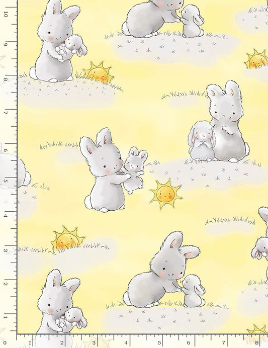 Bunnies Yellow - CF6454 quilting cotton fabric