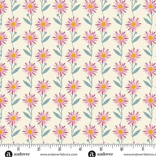 Andover Flourish Daisy Dream White 1624L quilting fabric