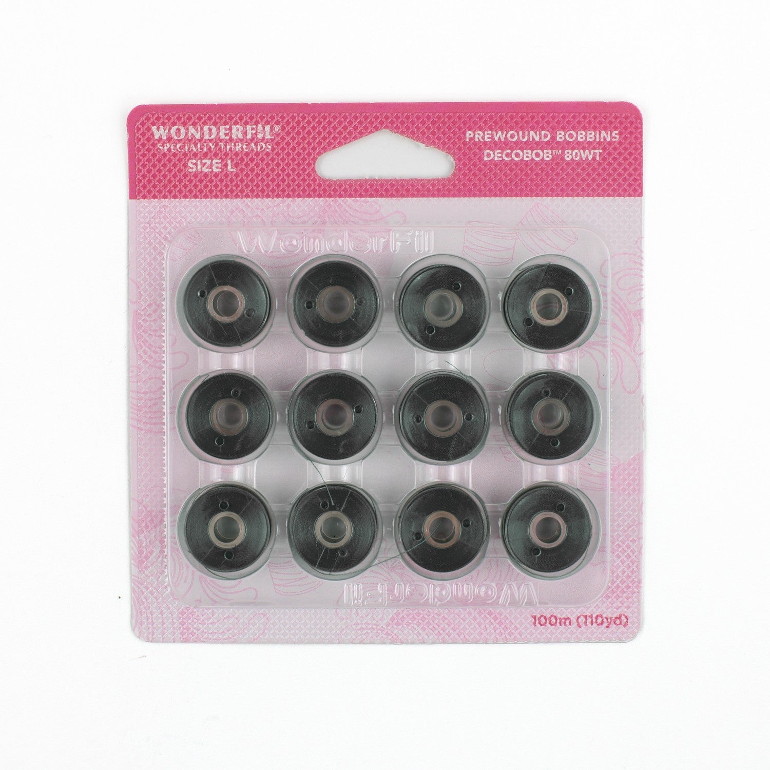 WonderFil Decobob prewound bobbin charcoal DB168 80wt Size L