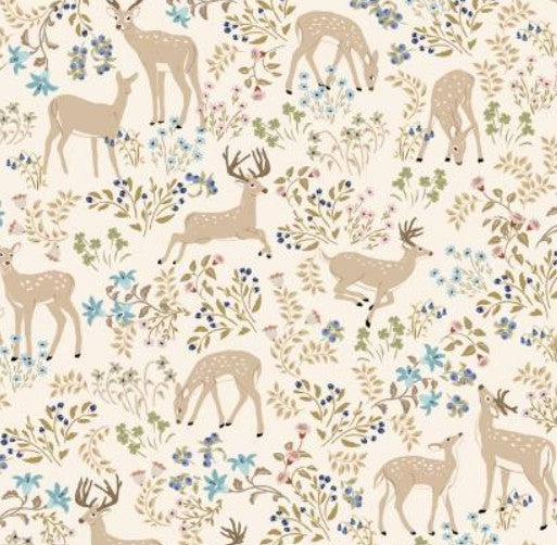 Poppie Cotton My Darling Deer Wheat Darling quilting cotton main print fabric