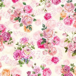 Spring Songs Fairy Roses Cream novelty quilting fabric