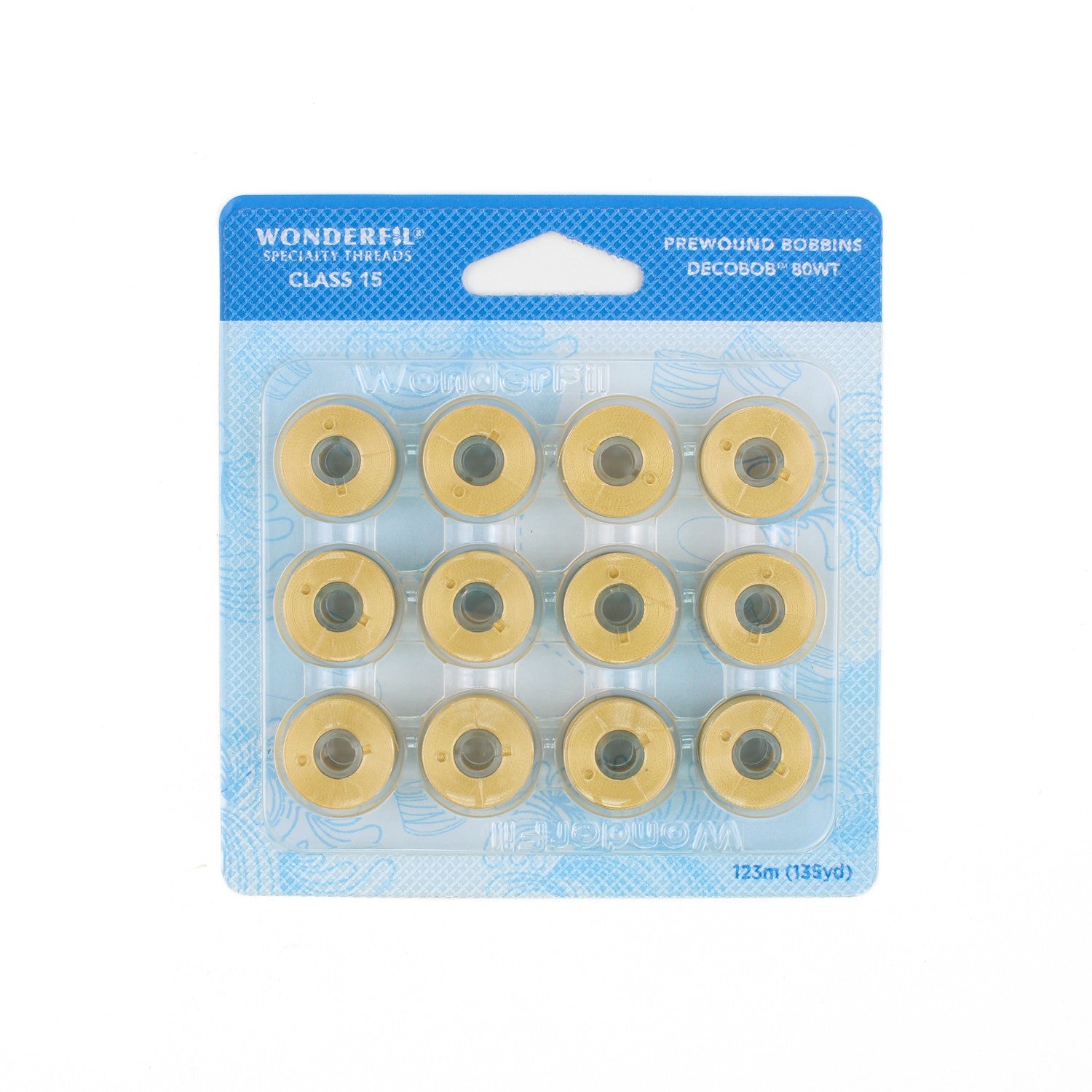 WonderFil Decobob prewound bobbin soft gold DB138 80wt machine quilting
