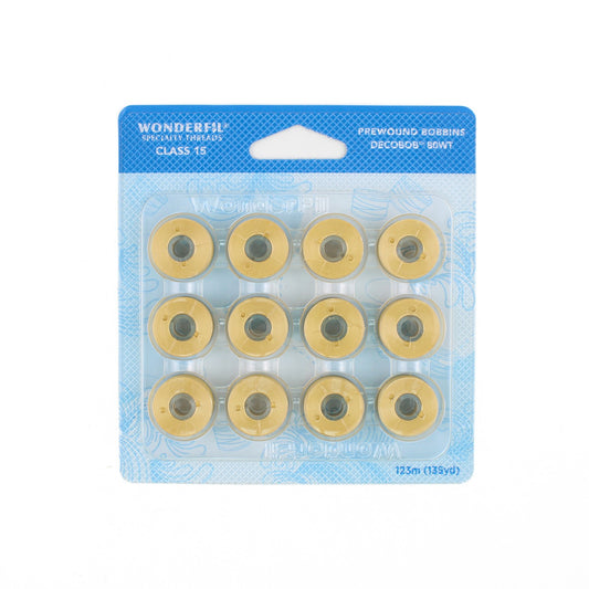 WonderFil Decobob prewound bobbin soft gold DB138 80wt machine quilting