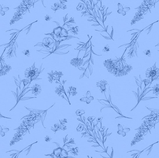 Lumin Amalfi Coast Susan Winget Blue Wildflowers fabric