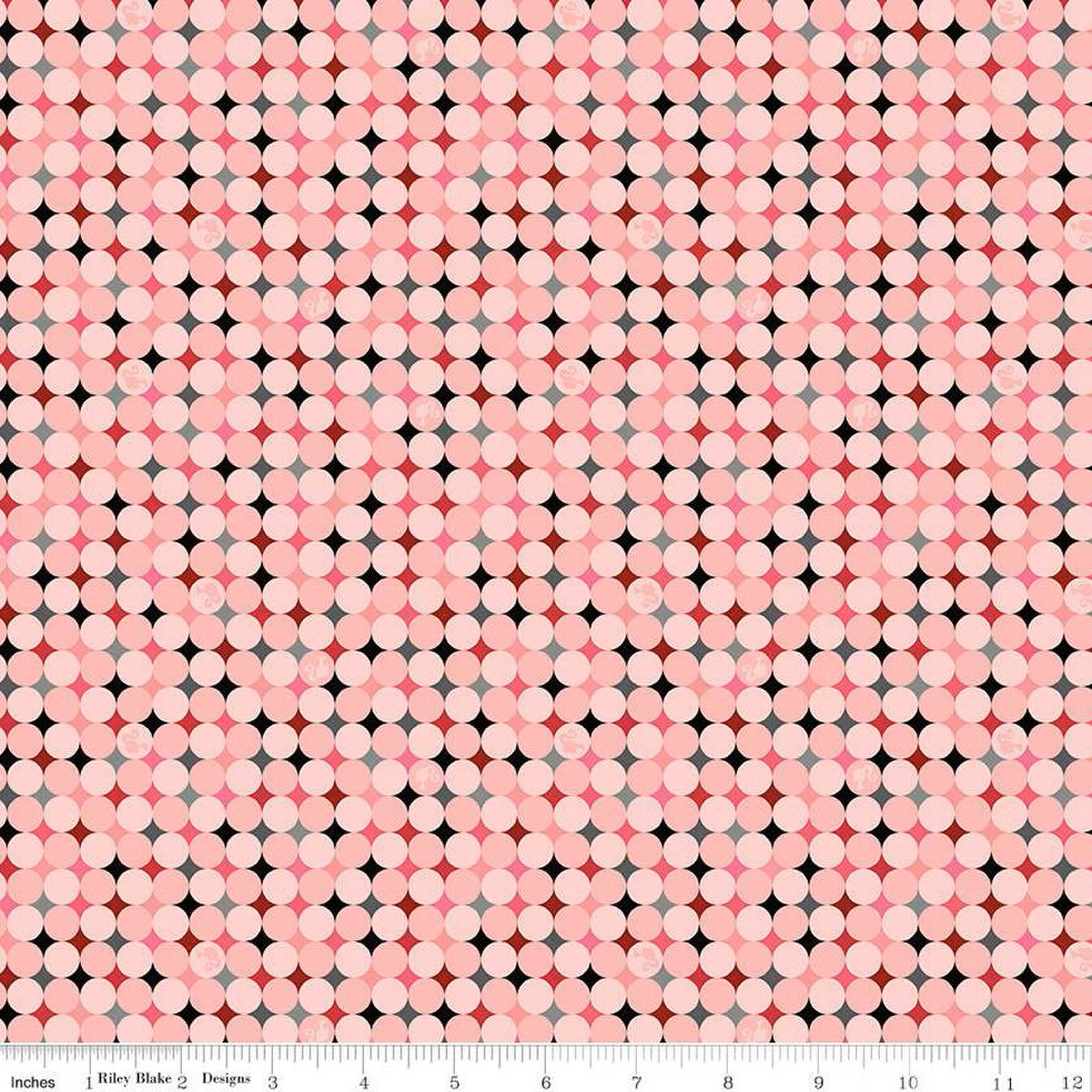Riley Blake Barbie Vintage Sparkle Dots Pink quilting cotton