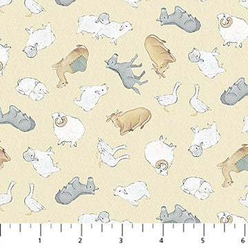 Northcott - The Nativity - Animal Toss - Cream Multi