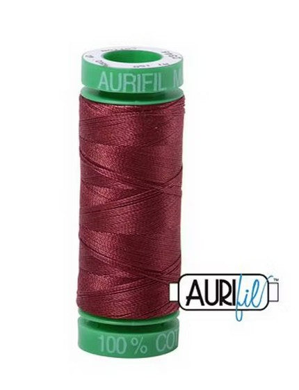 Aurifil Cotton Mako 40wt 150m raisin dark red thread spool