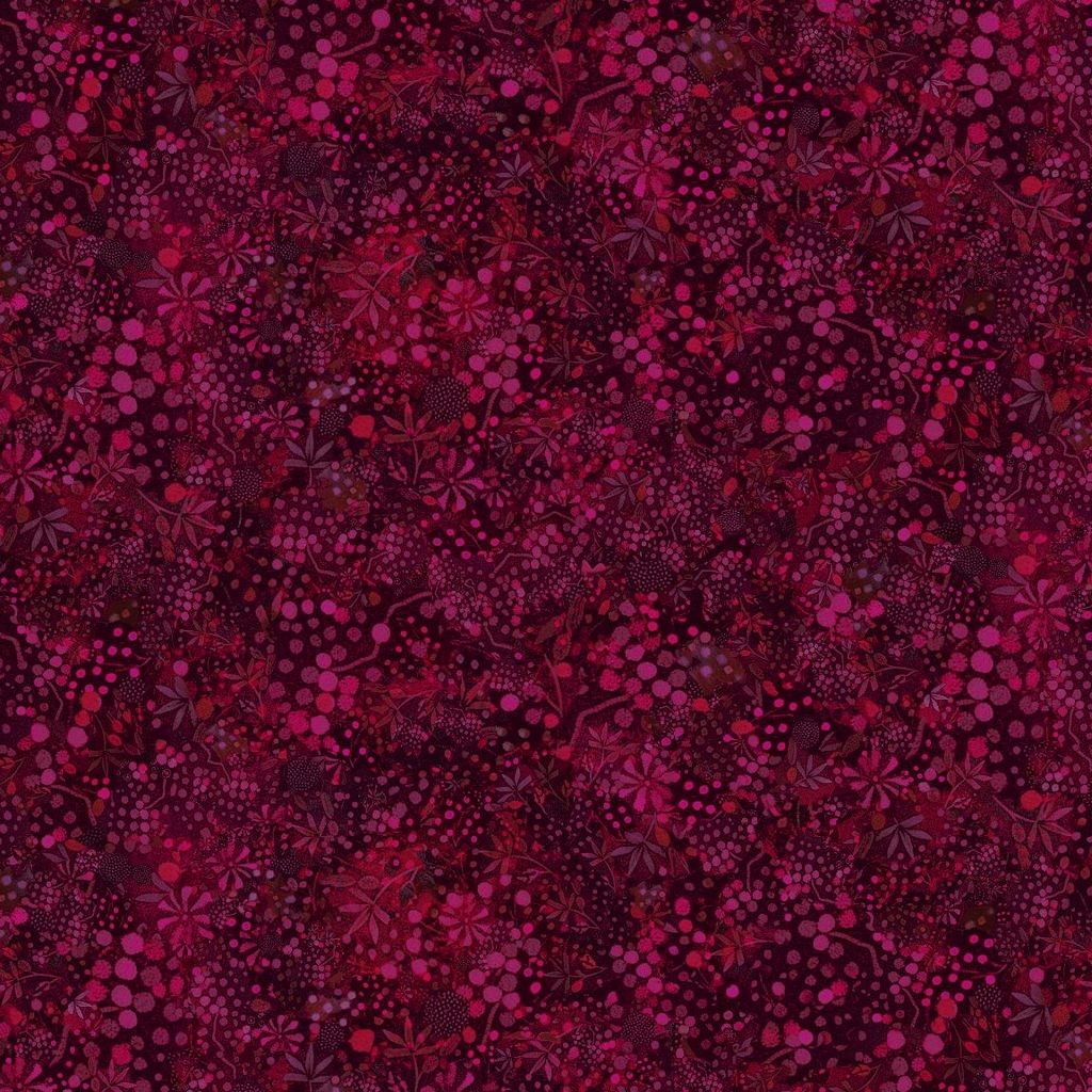 Timeless Treasures - Calico Cat - Wine Wildflowers