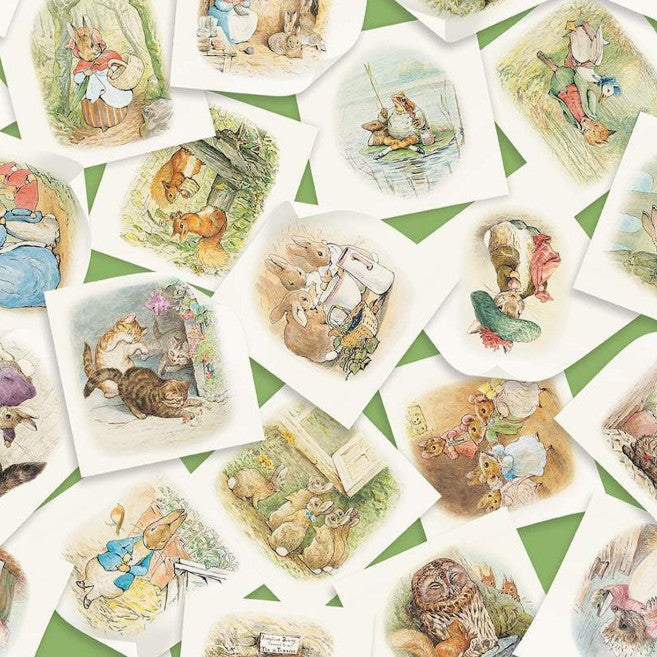 Riley Blake Peter Rabbit Friends Main Green quilting fabric
