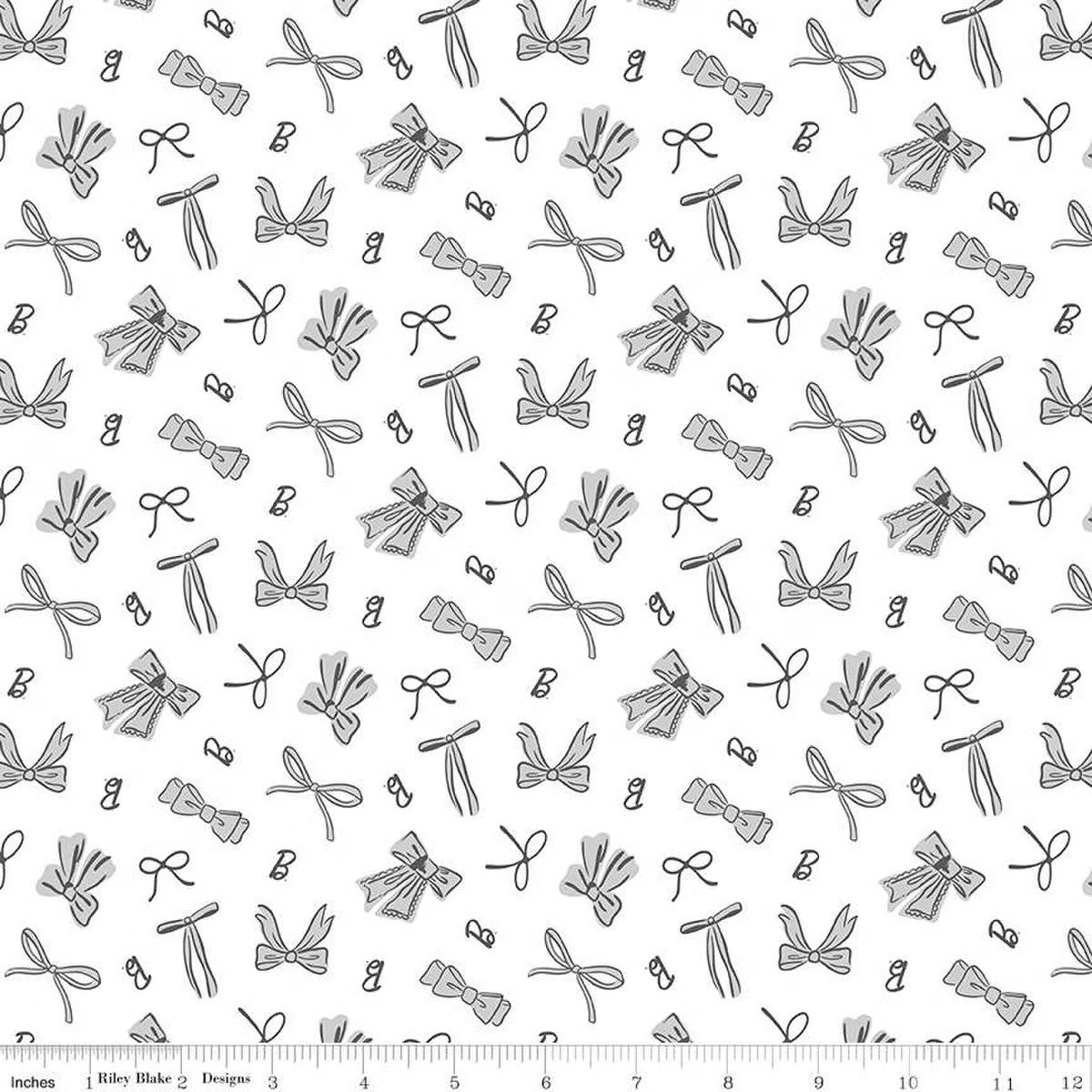 Riley Blake Barbie Vintage Bows White novelty quilting cotton