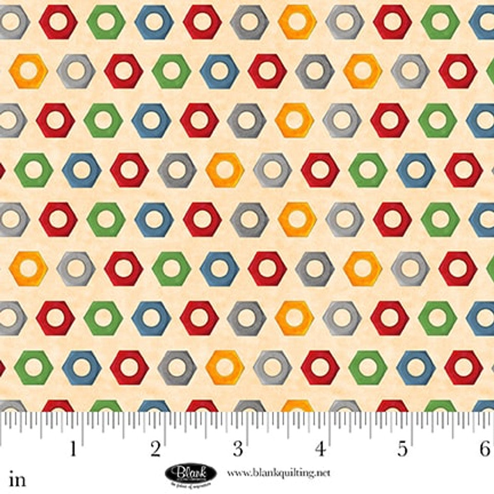 Let's Get Building ivory quilting cotton fabric Studio E