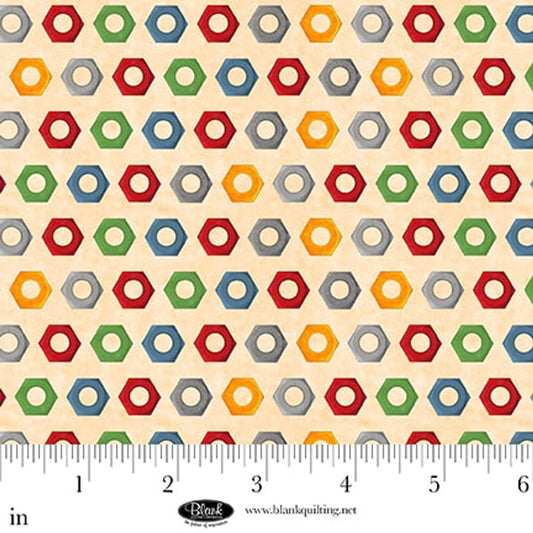 Let's Get Building ivory quilting cotton fabric Studio E