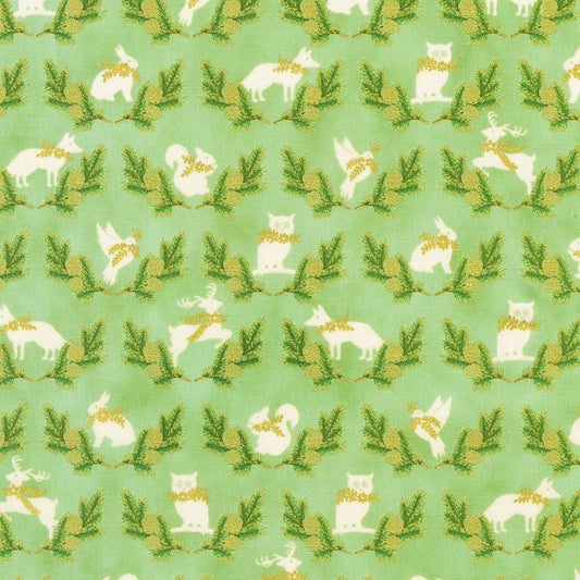 Robert Kaufman Holiday Flourish Forest Glen metallic Christmas cotton, SKU SRKM-23706-308
