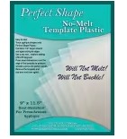 Perfect Shape no-melt template plastic packaging with text on a teal background